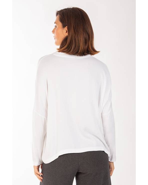 Camisa de viscosa blanca para mujer